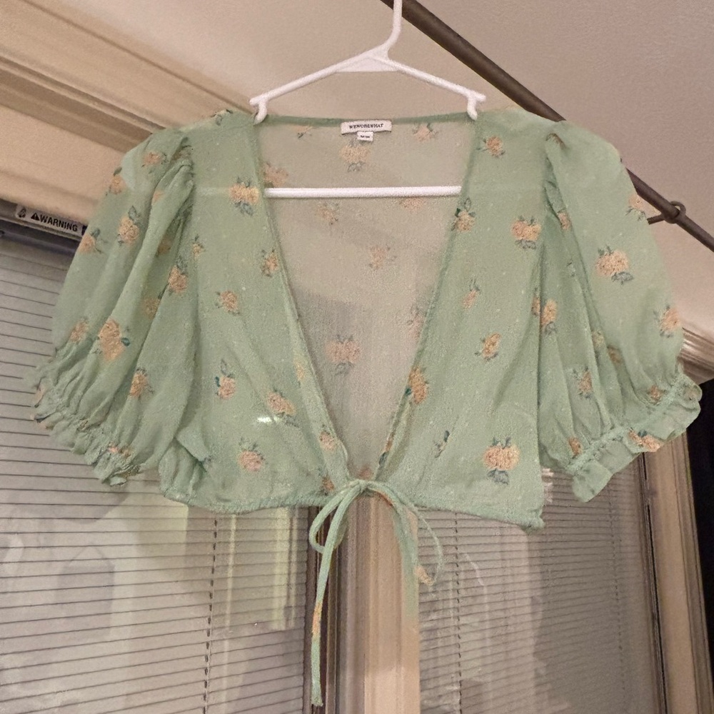 WeWoreWhat Mint Floral Blouse